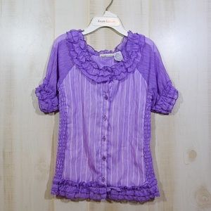 3/$10 Girls Cute Purple Striped Blouse